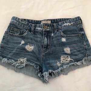 Free People distressed jean shorts